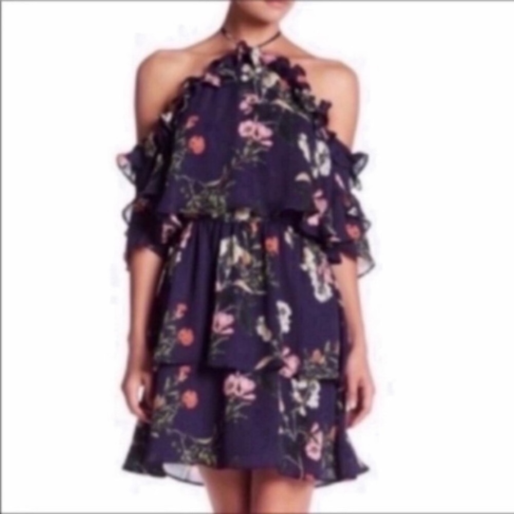 Parker Floral Off-Shoulder Dress - Navy and Pink
